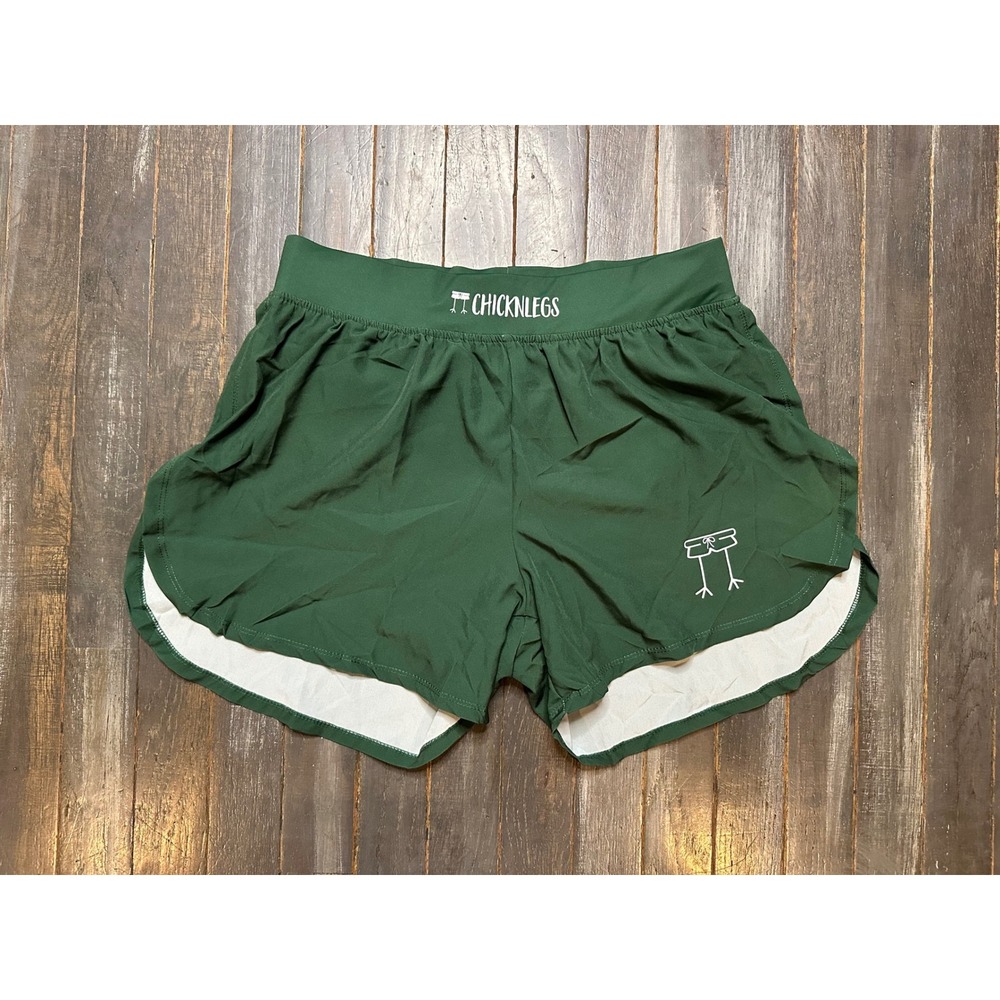 ChicknLegs Mens Running Shorts Forest Green Split Leg Athletic